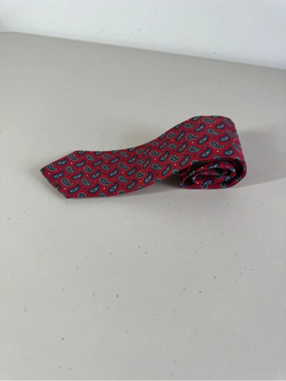Leo Chevalier Red Paisley Silk Tie Classic Business Wedding Designer Necktie